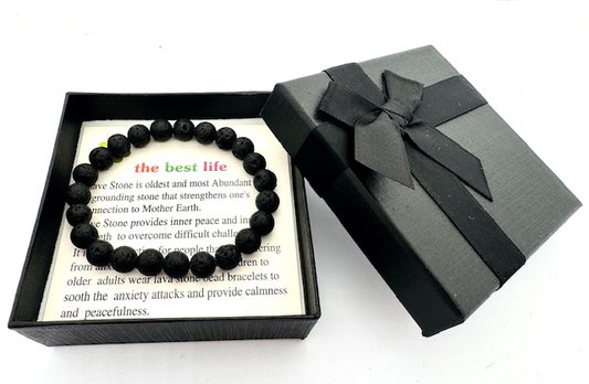 8mm Lavastone Gemstone Bracelet – Gift Box Included