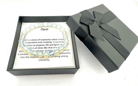 8mm Opal Gemstone Bracelet – Gift Box Included