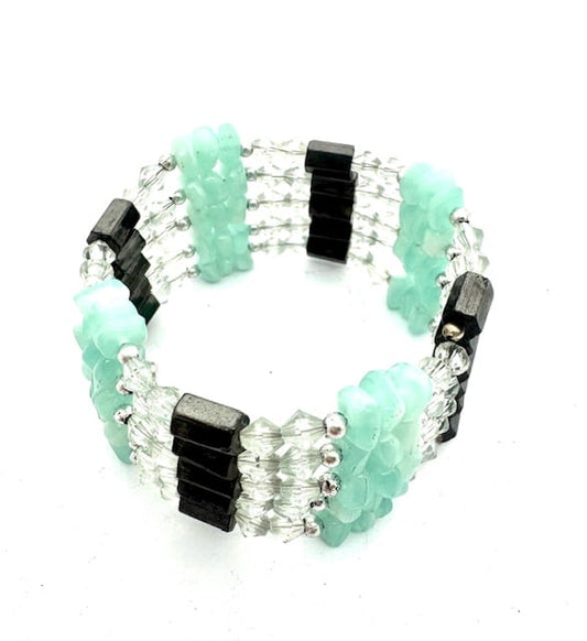 Amazoniet Magnetisch Wikkelarmband met Kralen