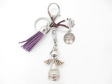 Purple "LUCK" Angel Keychain with Tassel