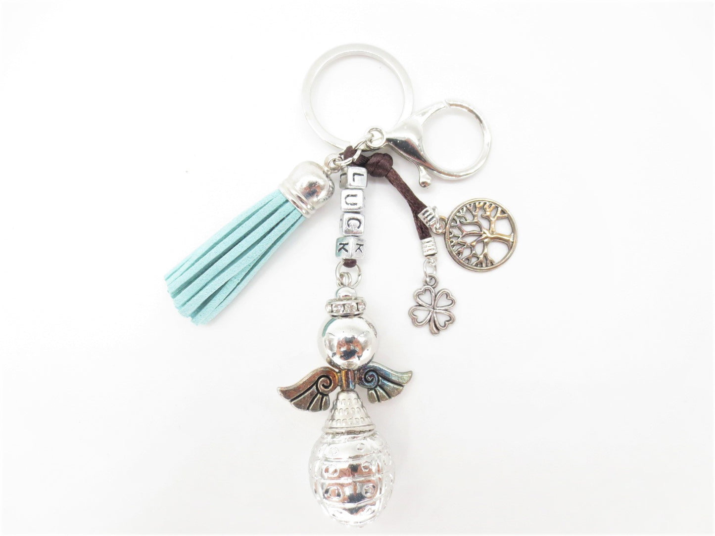 Turkooise "LUCK" Angel Sleutelhanger met Tassel