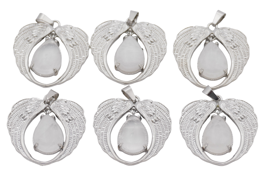 Angel Wing Rock Crystal Pendant (Set of 6 Pieces)