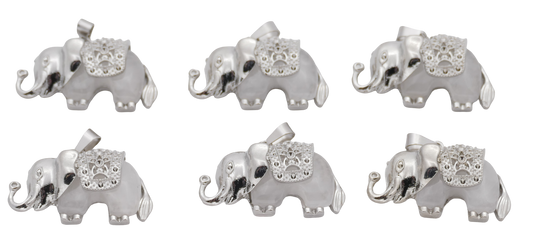 Bergkristal Olifant Edelsteen Hangers (Set van 6 Stuks)
