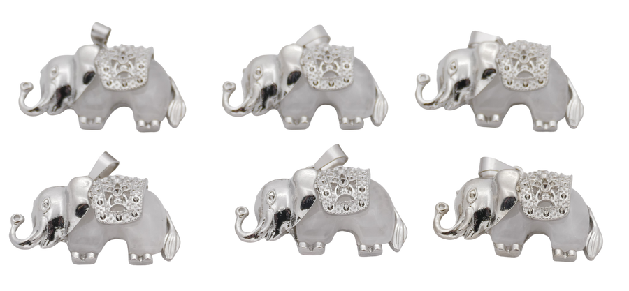 Bergkristal Olifant Edelsteen Hangers (Set van 6 Stuks)