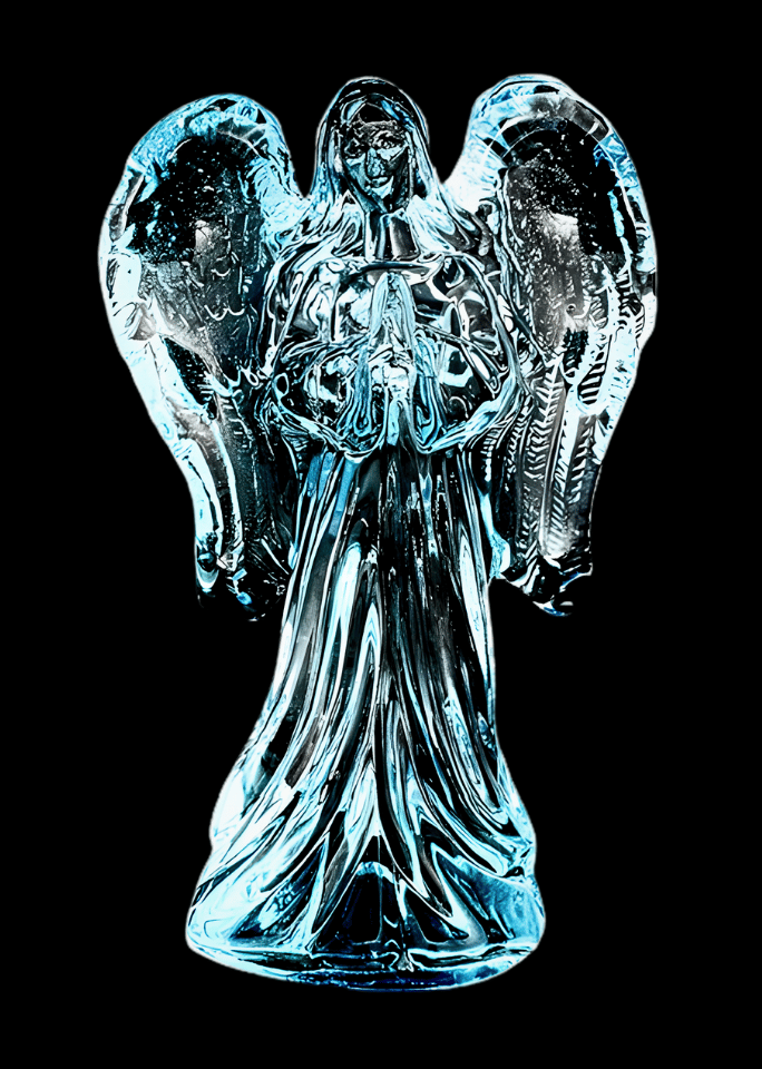 Blue Crystal Glass Praying Angel Statue – 10.5 cm