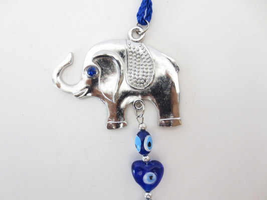 Blue Evil Eye Hanger with Elephant