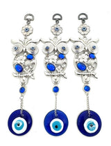 Blue Evil Eye Hanger with Owl Set of 3
