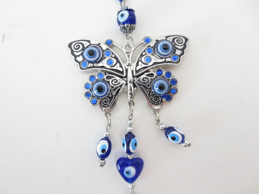 Blue Evil Eye Pendant with Butterfly Set of 6