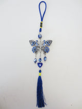 Blue Evil Eye Pendant with Butterfly Set of 6