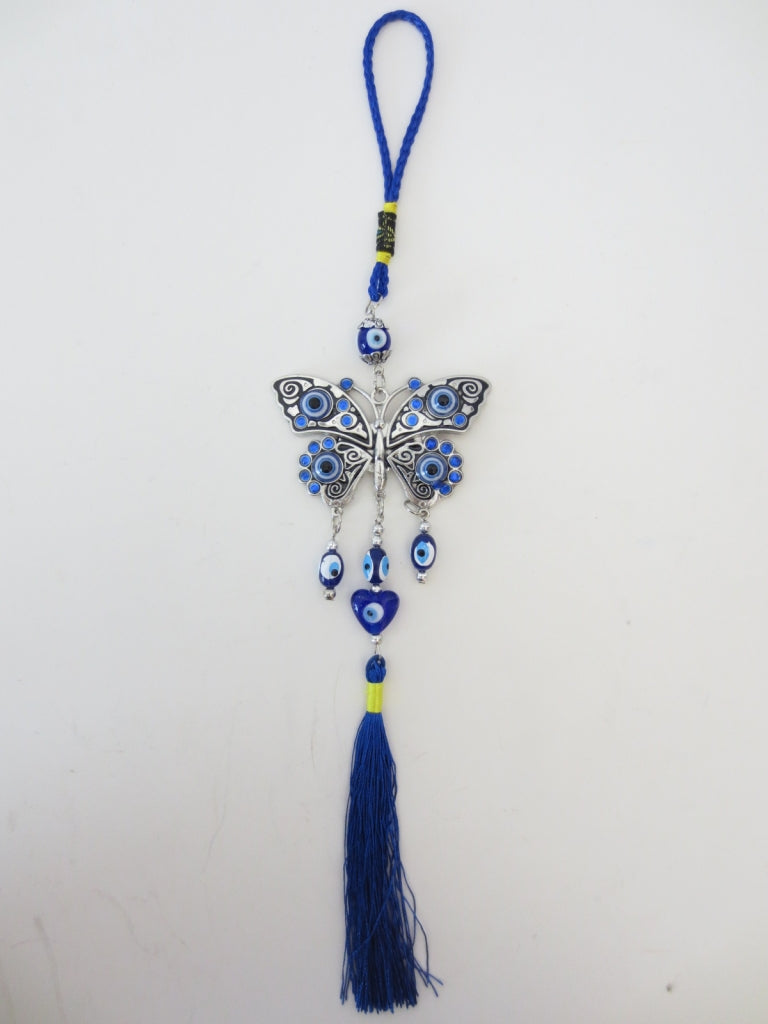 Blue Evil Eye Pendant with Butterfly Set of 6