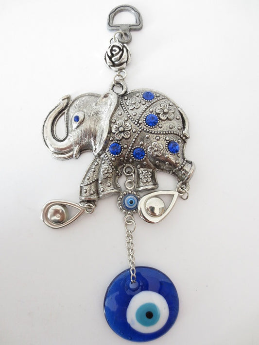 Blue Evil Eye Pendant Set with Elephant (6 pieces)