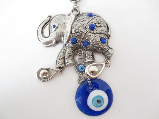 Blauwe Boze Oog Hanger Set met Olifant (6 stuks)