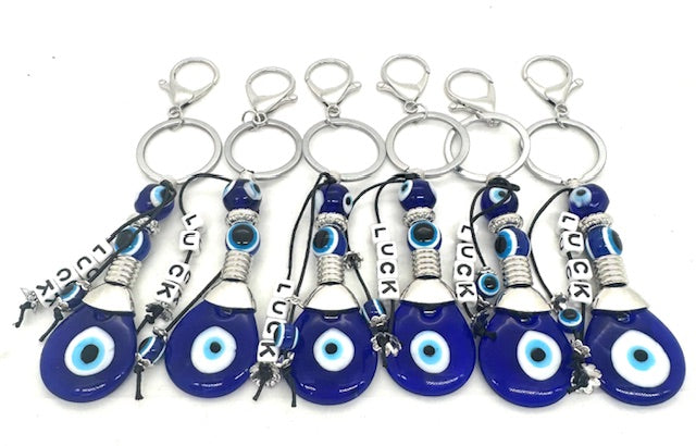 Blue Evil Eye Keychain 'Luck' Set of 6