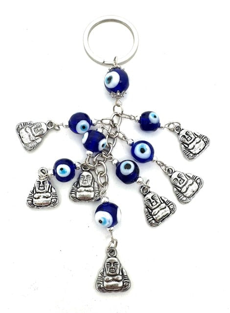 Blue Evil Eye Key Hanger with Buddha Set of 6