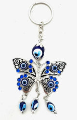 Blue Evil Eye Keychain Set Butterfly (6 pieces)
