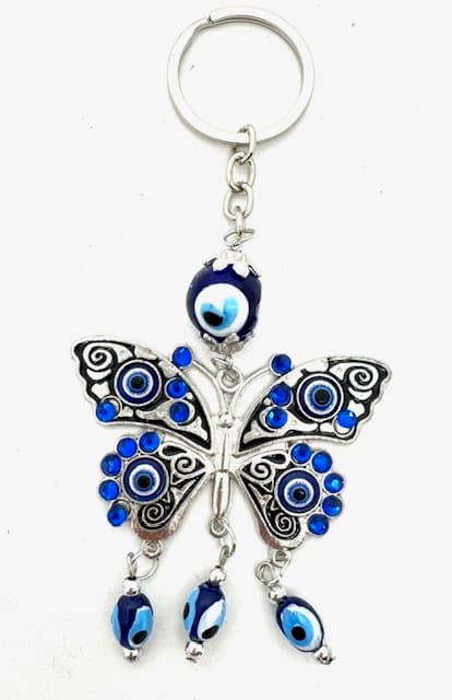 Blue Evil Eye Keychain Set Butterfly (6 pieces)