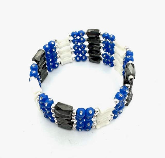Blauwe Magnetisch Wikkelarmband met Kralen