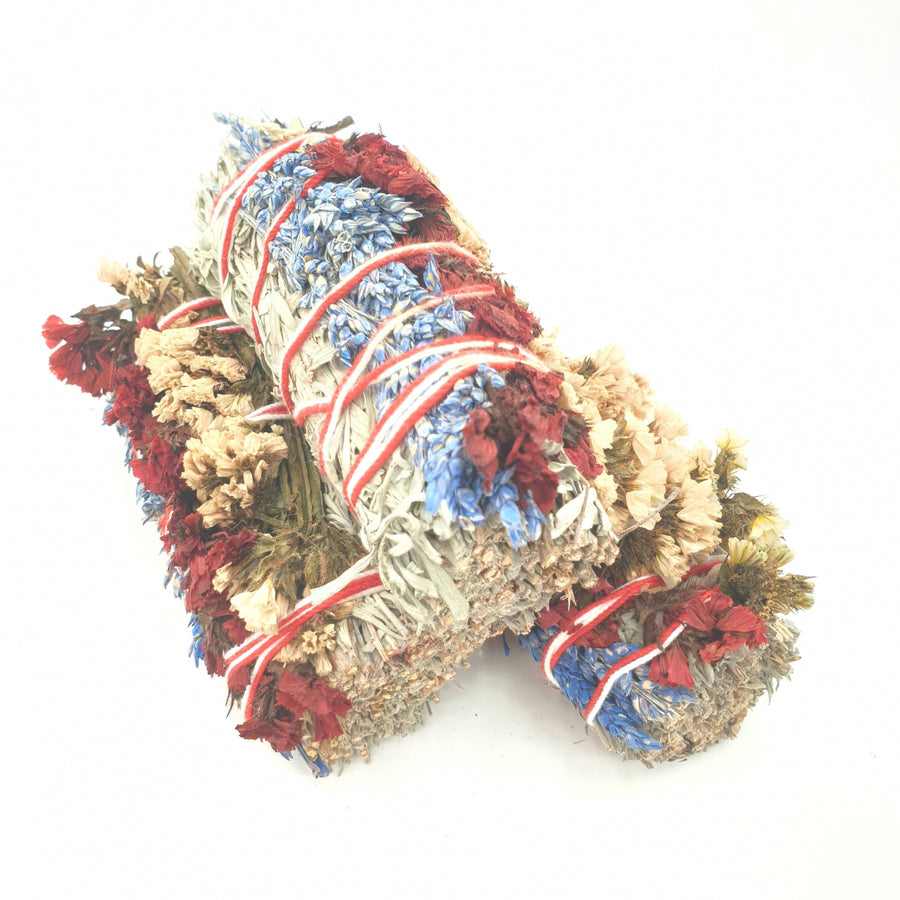Blue Sage &amp; Statice sinuata &amp; Sorghum Smudge 12cm (3 x 50-60 grams)