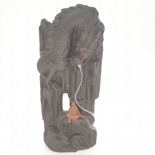 Backflow Incense Burner Chinese Dragon with Human (0702-1)