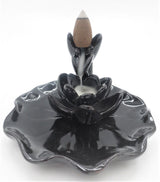Backflow Incense Burner Lotus on Water Leaf (CY350001)