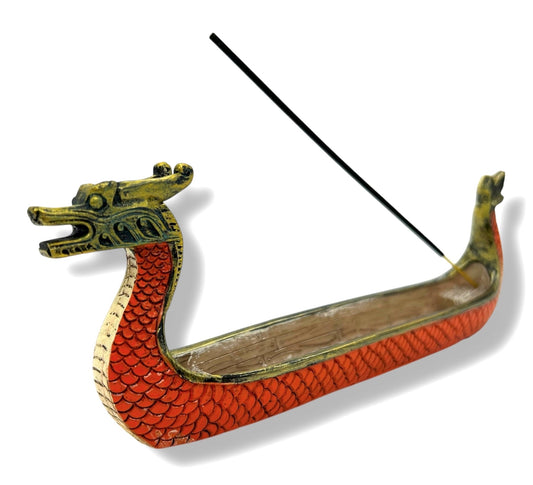 Brown Dragon Boat-Style Incense Stick Holder
