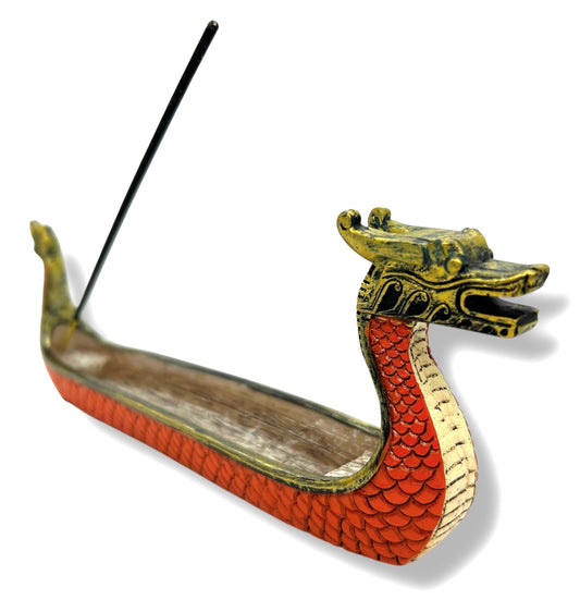 Brown Dragon Boat-Style Incense Stick Holder