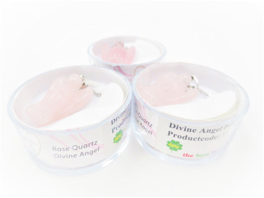 Divine Angel Pendant Necklace - rose quartz- wholesale