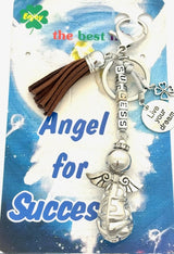 Dark Brown "SUCCESS" Angel Keychain with Tassel