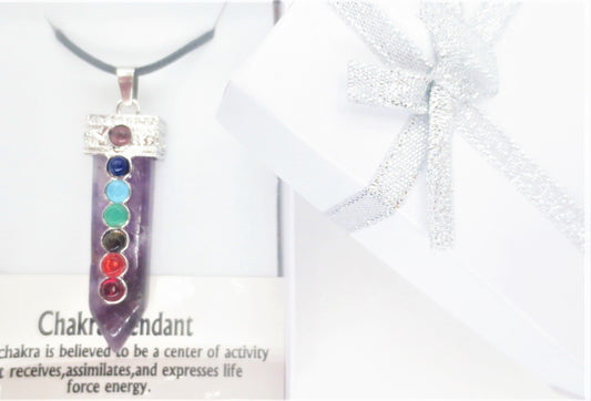 7 Chakra Gemstone Pendant Necklace (I) - Amethyst