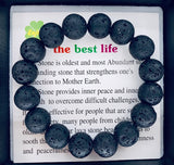 12mm Gemstone Bracelet with Gift Box - Lava Stone