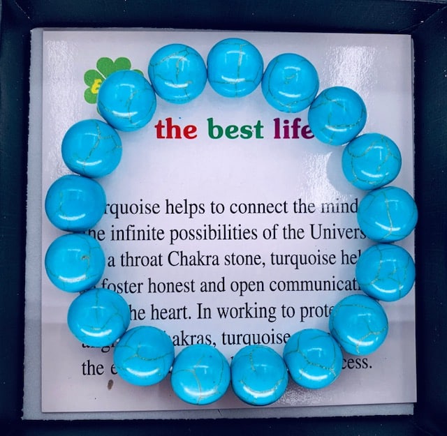 12mm Gemstone Bracelet with Gift Box - Turquoise