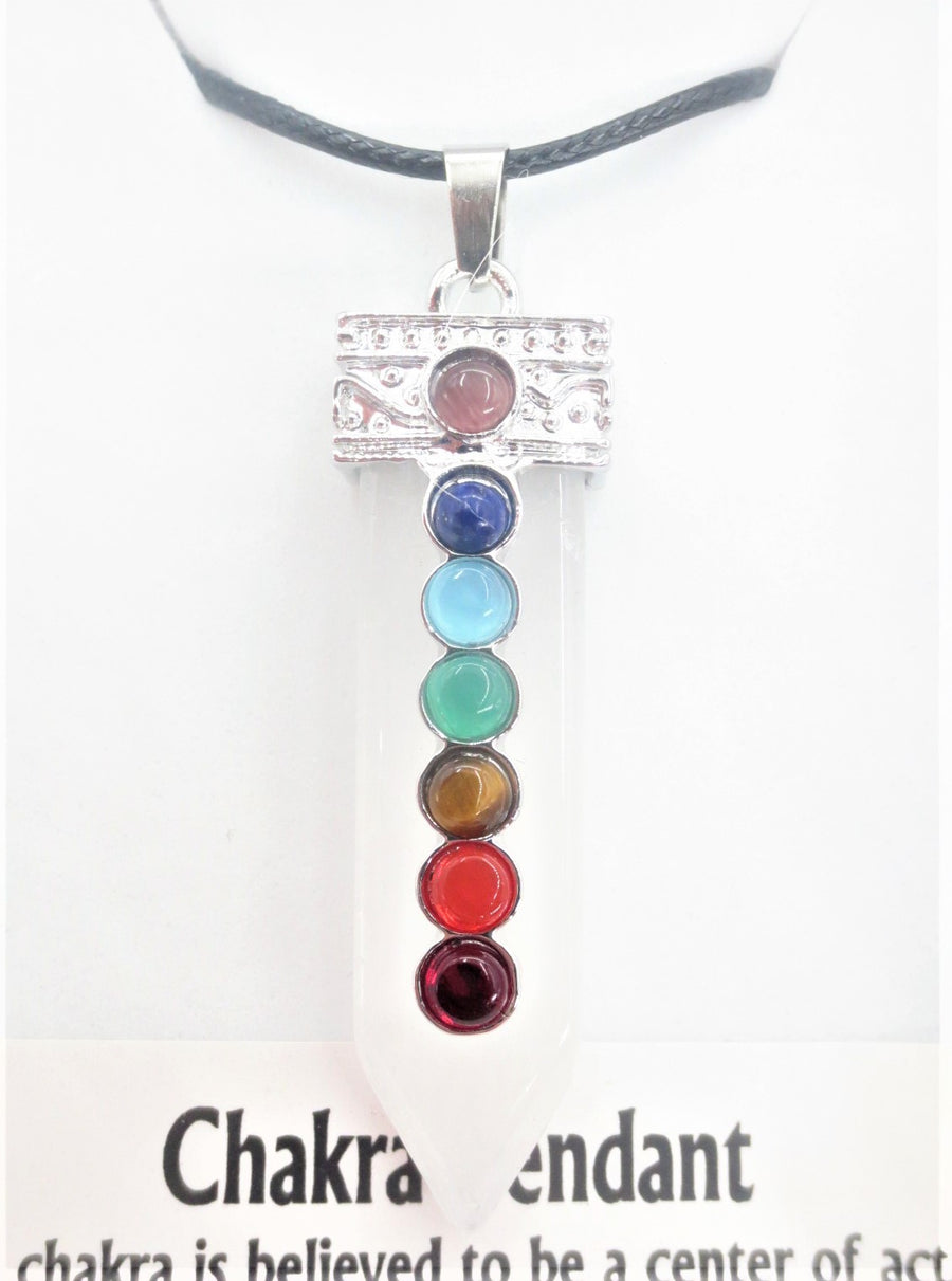 7 Chakra Gemstone Pendant Necklace (I) - Rock Crystal