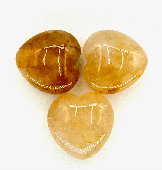 Gemstone Heart with Gift Bag - Golden Quartz (3pcs)