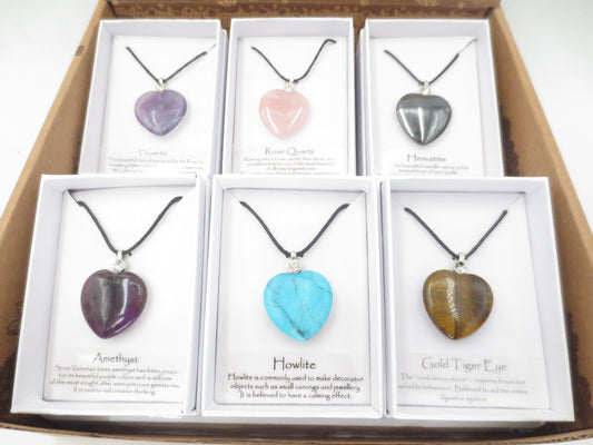 Gemstone Heart Pendants Necklace With Diamond Set of 12 pieces