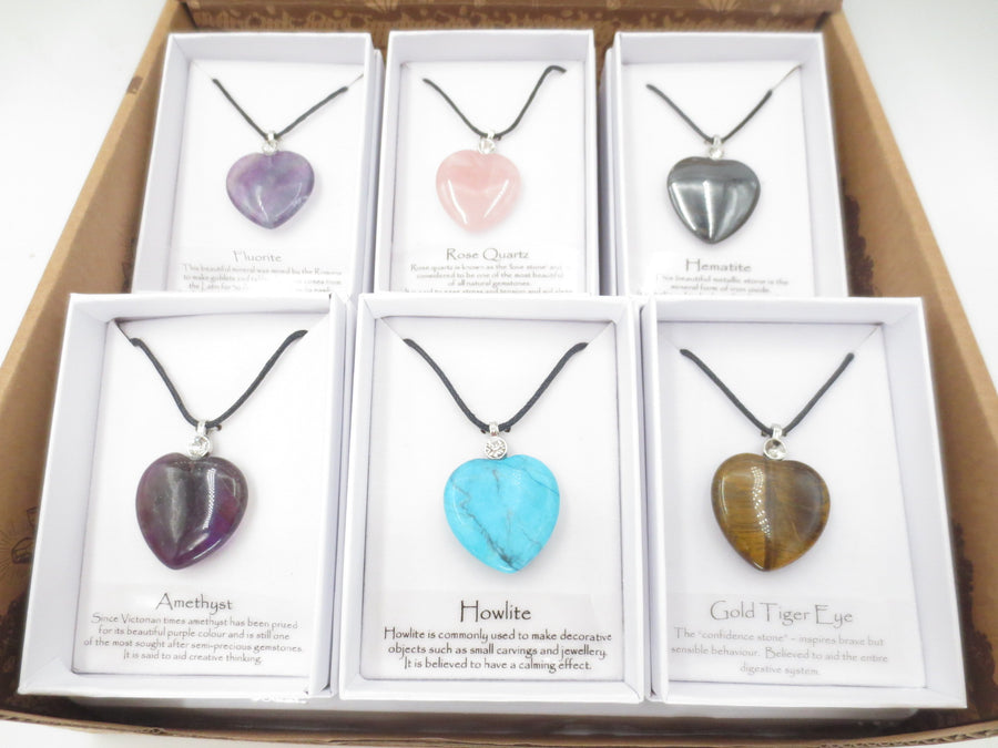 Gemstone Heart Pendants Necklace With Diamond Set of 12 pieces