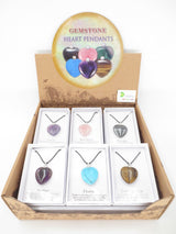 Gemstone Heart Pendants Necklace With Diamond Set of 12 pieces