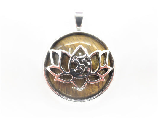 Gemstone Lotus Pendant - Tiger Eye