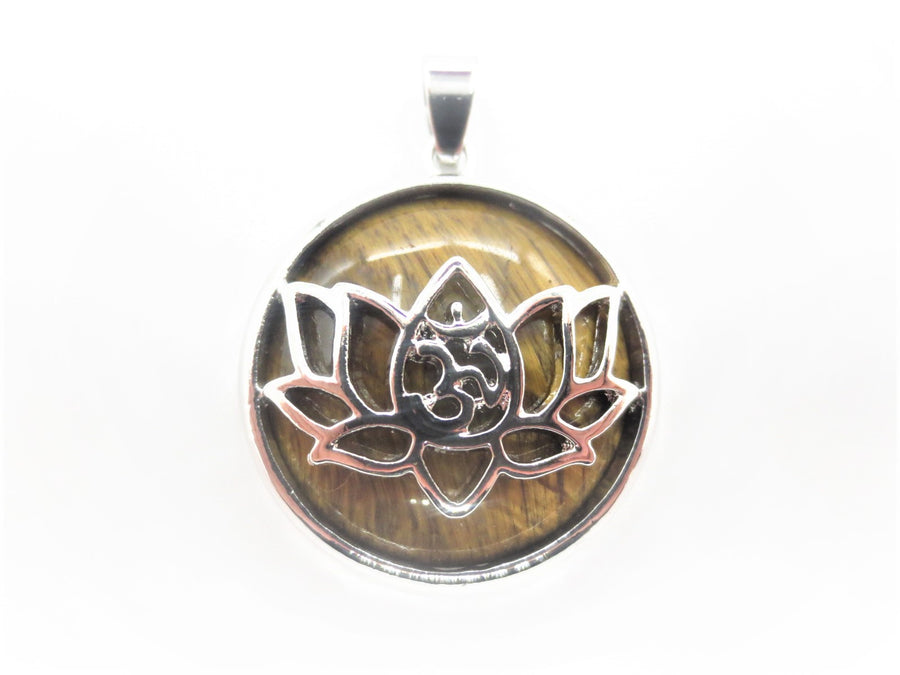 Gemstone Lotus Pendant - Tiger Eye
