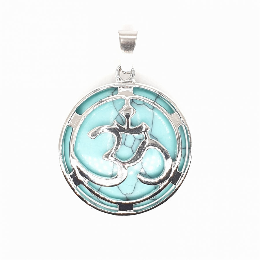 Gemstone Om Pendant - Turquoise