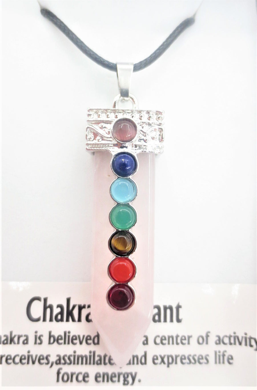 7 Chakra Gemstone Pendant Necklace (I) - Rose Quartz