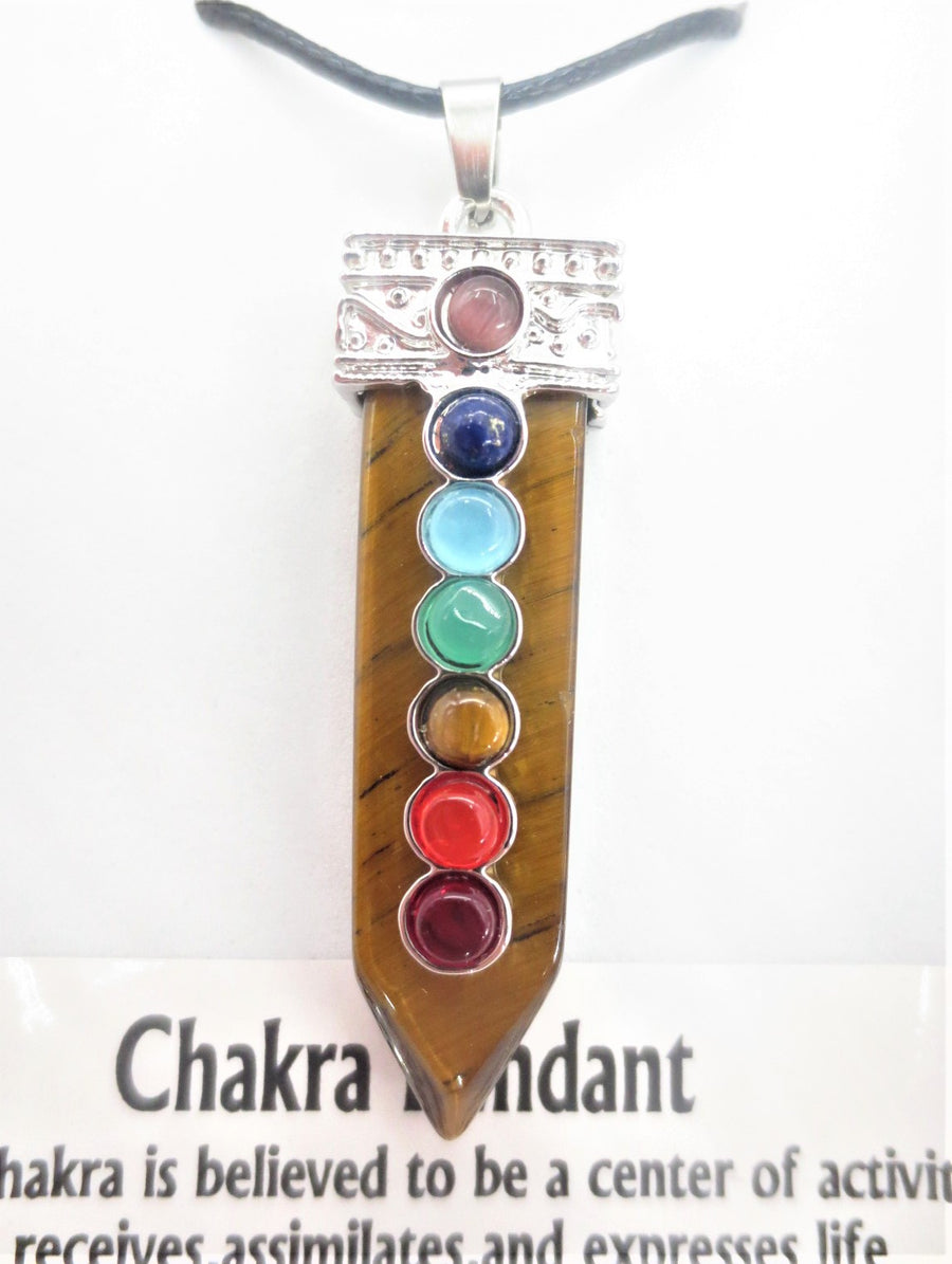 7 Chakra Gemstone Pendant Necklace (I) - Tiger Eye