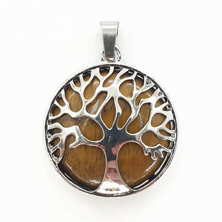Gemstone Tree of Life Pendant - Tiger Eye