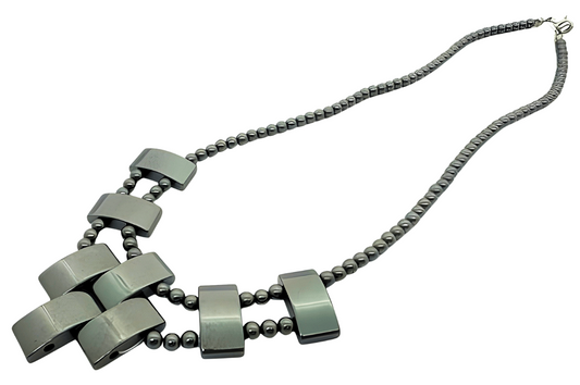 Elegante Geometrische Kruis Hematiet Kralenketting