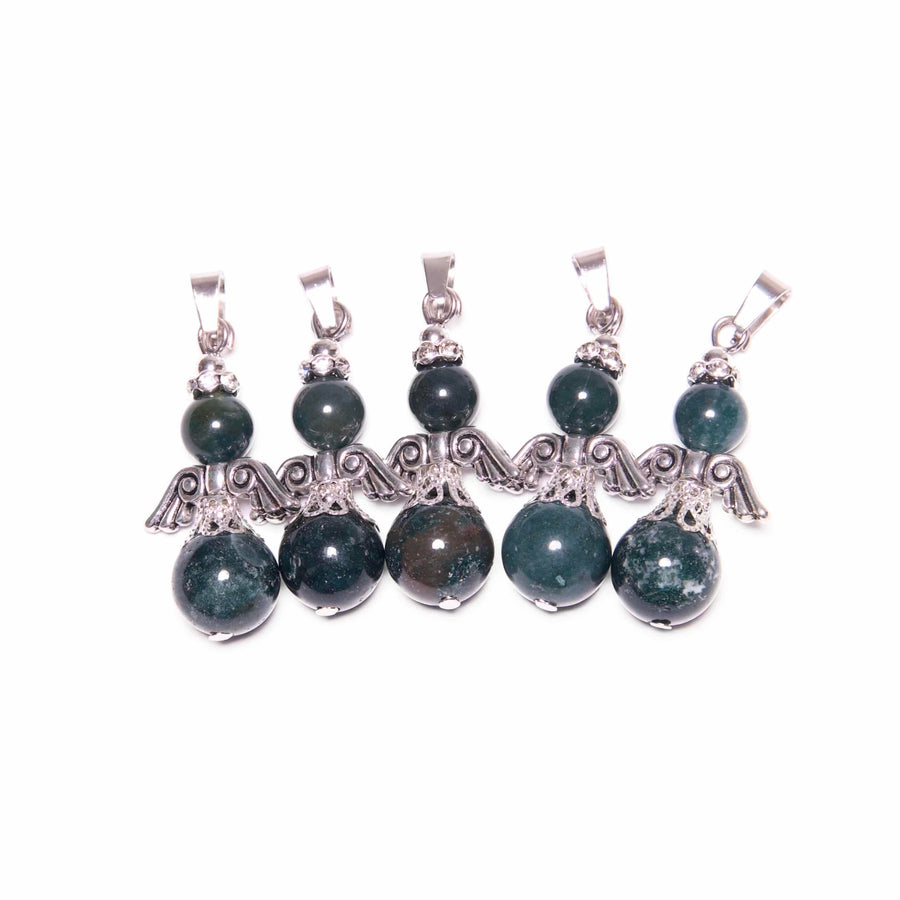 Angel Gemstone Pendant Set (5pc) - Moss Agate