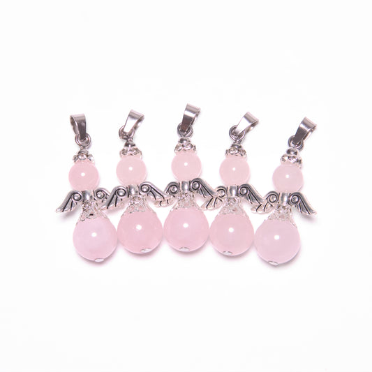 Angel Gemstone Pendant Set (5pc) - Rose Quartz