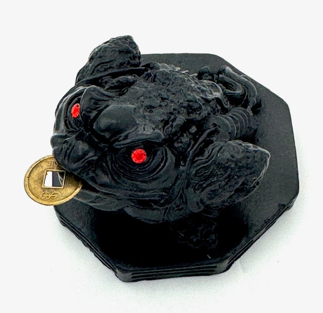 Feng Shui Frog with Lucky Coin - Black