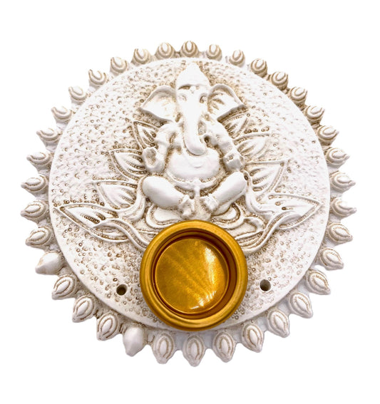 Witte Ganesh Wierookhouder voor Stokjes &amp; Kegels Set (6 stuks)