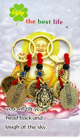 Lucky Coins Buddha on Lotus Keychain (Gold)