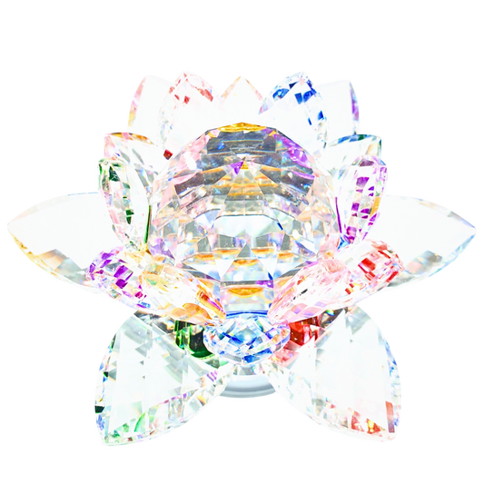 Gemengde Kleur Kristal Lotus Ornament op Standaard (Klein)