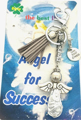 Gray "SUCCESS" Angel Keychain with Tassel